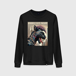 Свитшот хлопковый женский Cool panther - punks not dead, цвет: черный