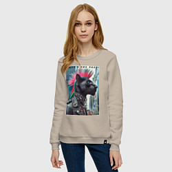 Свитшот хлопковый женский Dude panther - punks not dead, цвет: миндальный — фото 2