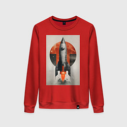 Свитшот хлопковый женский Постер ракеты, цвет: красный
