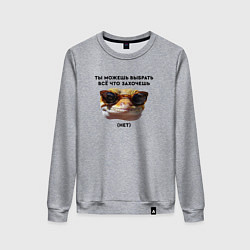 Свитшот хлопковый женский Ты можешь выбрать себе все что захочешь нет, цвет: меланж