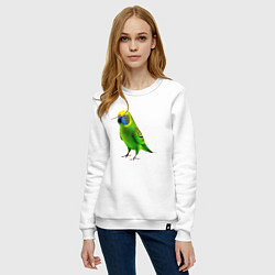 Свитшот хлопковый женский Зеленый попугай, цвет: белый — фото 2