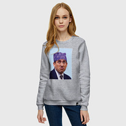 Свитшот хлопковый женский Michael Scott - Prison mike the office meme, цвет: меланж — фото 2