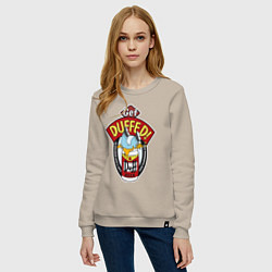 Свитшот хлопковый женский Duff beer with Homer, цвет: миндальный — фото 2