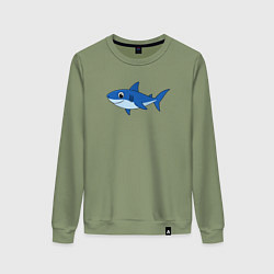 Свитшот хлопковый женский Милая акула улыбается, цвет: авокадо