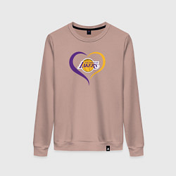 Свитшот хлопковый женский LA Lakers в сердце, цвет: пыльно-розовый