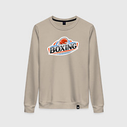 Свитшот хлопковый женский Boxing team, цвет: миндальный