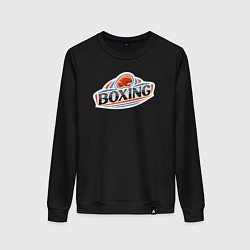 Свитшот хлопковый женский Boxing team, цвет: черный