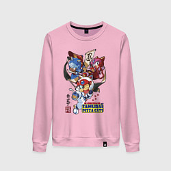 Свитшот хлопковый женский Samurai pizza cats, цвет: светло-розовый