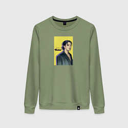 Свитшот хлопковый женский JK Butter, цвет: авокадо