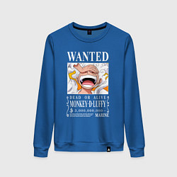 Свитшот хлопковый женский Monkey D Luffy - wanted, цвет: синий