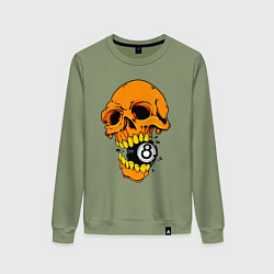Женский свитшот Череп и бильярдный шар 8