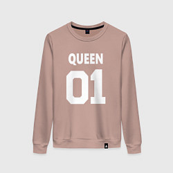 Свитшот хлопковый женский Футбольная надпись 01 королева, цвет: пыльно-розовый
