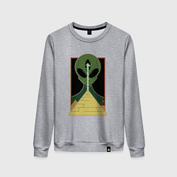 Свитшот хлопковый женский Инопланетянин и пирамида, цвет: меланж