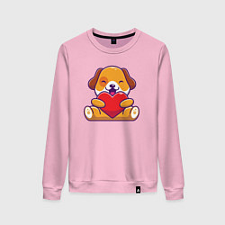 Свитшот хлопковый женский Собачка и сердечко, цвет: светло-розовый