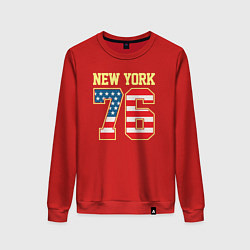 Свитшот хлопковый женский New York 76, цвет: красный