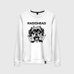 Свитшот хлопковый женский Radiohead - rock dog, цвет: белый