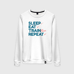 Женский свитшот Eat sleep train repeat - blue and red