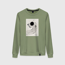 Свитшот хлопковый женский Абстрактная картина Perfectly Enough, цвет: авокадо