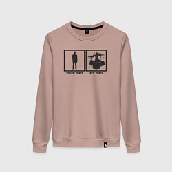 Свитшот хлопковый женский Отец барабанщик, цвет: пыльно-розовый