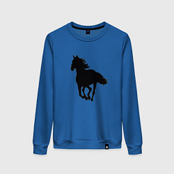 Свитшот хлопковый женский Силуэт коня, цвет: синий
