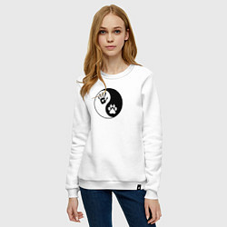Свитшот хлопковый женский Инь ян символ квадробика, цвет: белый — фото 2