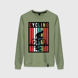 Свитшот хлопковый женский Велосипедный спорт, цвет: авокадо