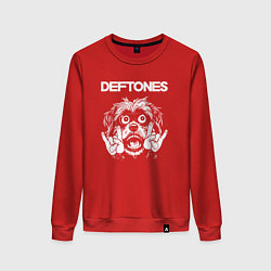 Свитшот хлопковый женский Deftones rock dog, цвет: красный