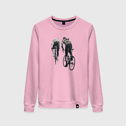 Свитшот хлопковый женский Велосипедисты, цвет: светло-розовый