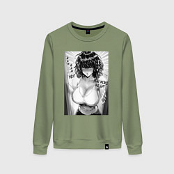 Свитшот хлопковый женский Фубуки в двери - One punch man, цвет: авокадо