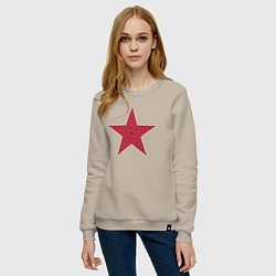 Свитшот хлопковый женский USSR red star, цвет: миндальный — фото 2