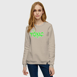 Свитшот хлопковый женский Toxic text, цвет: миндальный — фото 2