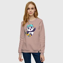 Свитшот хлопковый женский Skater panda, цвет: пыльно-розовый — фото 2