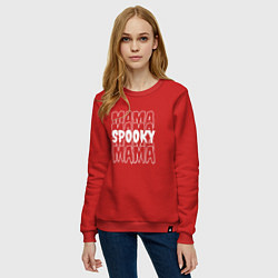 Свитшот хлопковый женский Spooky mom, цвет: красный — фото 2