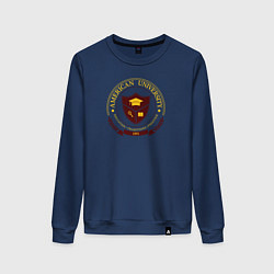 Свитшот хлопковый женский University emblem, цвет: тёмно-синий