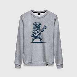 Женский свитшот Мопс с гитарой укулеле