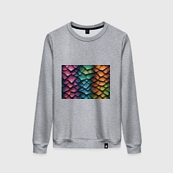 Свитшот хлопковый женский Цветная чешуя дракона, цвет: меланж