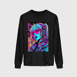 Женский свитшот Кибер девчонка в розовых очках - нейроарт