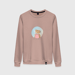Свитшот хлопковый женский Capybara love you, цвет: пыльно-розовый