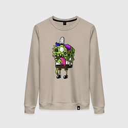 Свитшот хлопковый женский Спанч Боб - зомби, цвет: миндальный