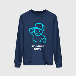 Женский свитшот Символ Stumble Guys в неоновых цветах