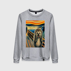 Женский свитшот Ёжик кричит на картине Эдварда Мунка - мем искусст