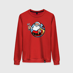 Свитшот хлопковый женский Санта идёт, цвет: красный