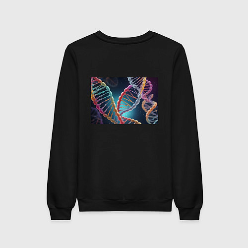 Женский свитшот Разноцветный ДНК / Черный – фото 2