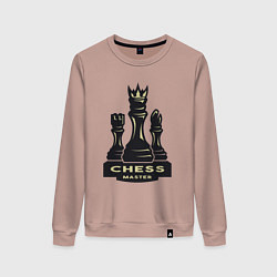 Свитшот хлопковый женский Chess master, цвет: пыльно-розовый