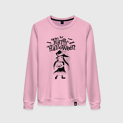 Свитшот хлопковый женский Хэллоуин - девочка с тыквой, цвет: светло-розовый