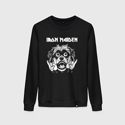 Свитшот хлопковый женский Iron Maiden rock dog, цвет: черный