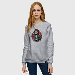 Свитшот хлопковый женский Крутой профессор, цвет: меланж — фото 2