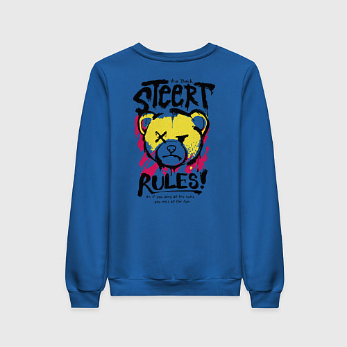 Женский свитшот Мишка - уличные правила / Синий – фото 2