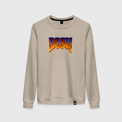 Свитшот хлопковый женский Doom logotype, цвет: миндальный