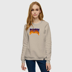 Свитшот хлопковый женский Doom logotype, цвет: миндальный — фото 2